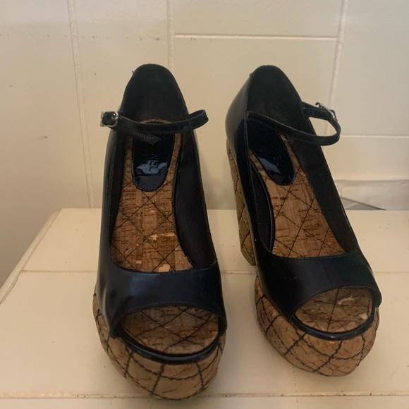Chanel Patent Leather Quilted Cork Wedge Platforms - Picture 5 of 7